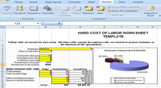 Hard Cost of Labor Worksheet