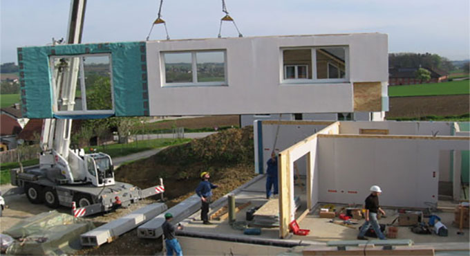 Time lapse construction video for a prefabricated modular house