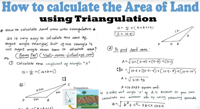 How to apply triangulation method to measure the area of land