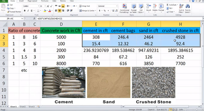 How to create your own excel sheet for cement, sand and aggregates