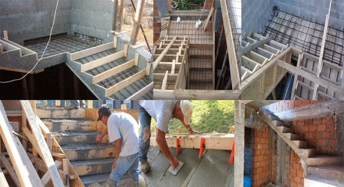 Construction method for concrete stairs