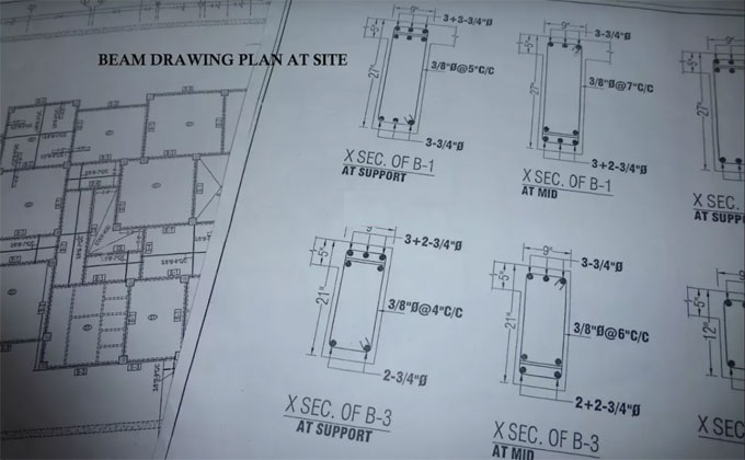 How to read construction drawing plans for beams in construction site