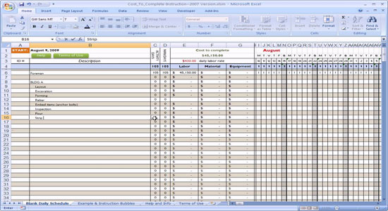 Cost to Complete for Construction in Excel
