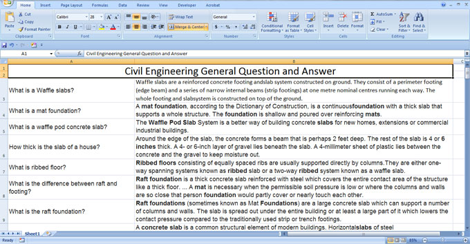 Download the huge lists of questions & answers for Civil Engineering exam