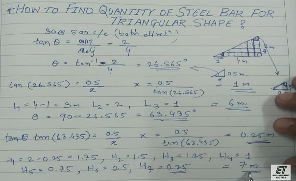 How to find out the quantity of steel in a triangular shape